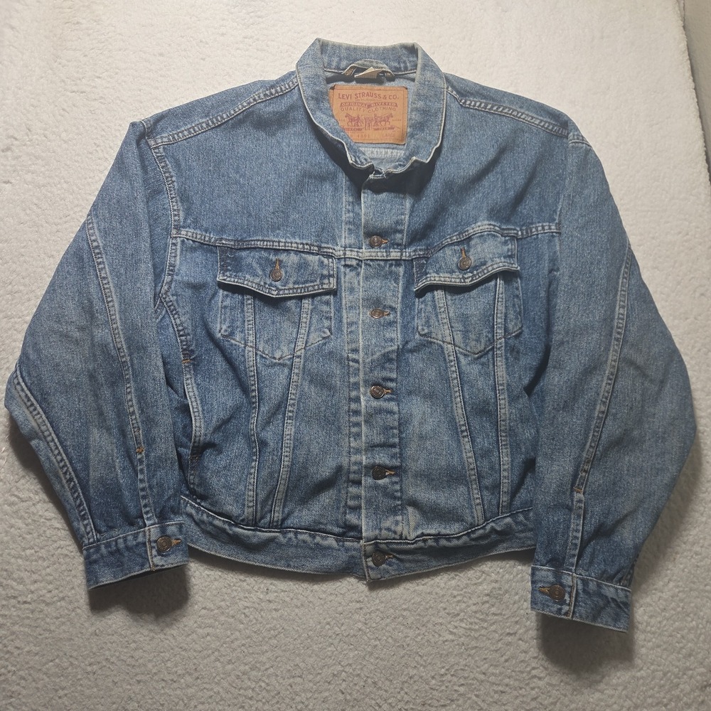 VTG 90s Levis Denim Jacket Mens Size Large Blue Denim Trucker 70598 4891